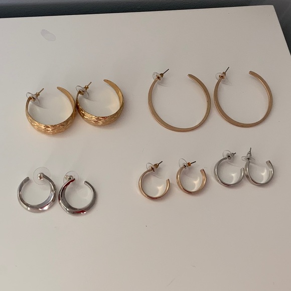 Set of 5 Open Hoop Earrings - Picture 1 of 5